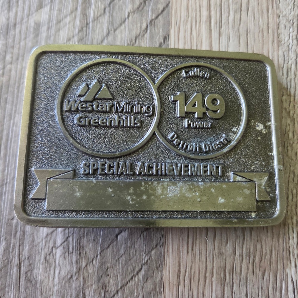 Vintage Westar Mining Greenhills Brass Belt Buckle Cullen 149 Detroit Diesel